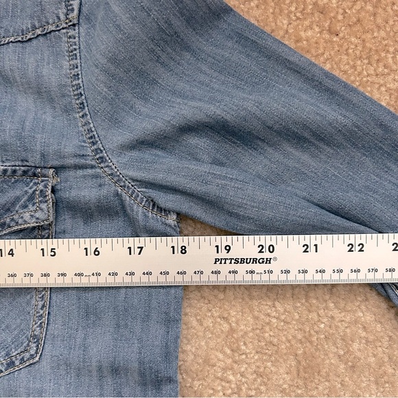 GAP Western Long Sleeve Pearl Snap Buttons Denim Shirt - Picture 7 of 8